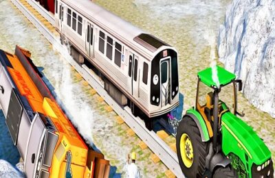 Chained Tractor Towing Train Simulator