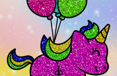 Coloring Book Glittered Unicorns