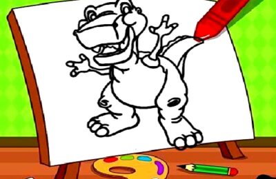 Easy Kids Coloring Dinosaur