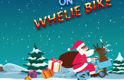 Santa On Wheelie Bike