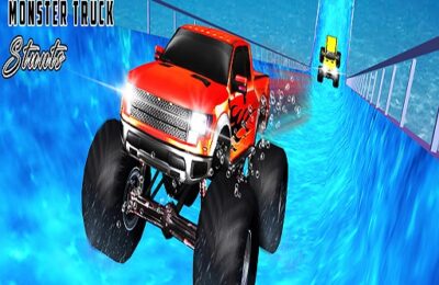 Water Surfer Vertical Ramp Monster Truck Game