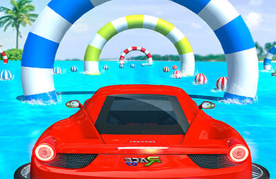 Water Surfing Car Stunts Car Racing Game