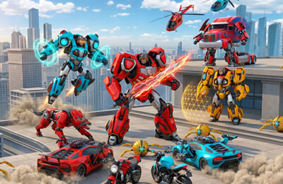 Flying Robot Transform Car Games