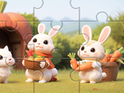 Jigsaw Puzzle: Rabbits With Carrots